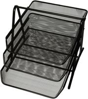 Sparco 90206 3-Tier Steel Mesh Desk Tray, Black (11 5/8"W x 13 3/4"D x 10 5/8"H)