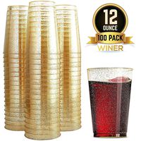 Party Cup Gold : Winer 100pcs VIP, Plastic Cup, Gold Party, Gold Glitter Disposable Cup, Disposable Cup, Wedding