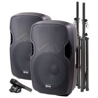 Gemini PA Series PA-SYS15 Complete Dual 15-inch Speaker PA Package with Included Speaker Stands and Microphone