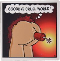 3dRose LLC 8 x 8 x 0.25 Inches Mouse Pad, Goodbye Cruel World, Cartoon Image of Dynamite Lit and Stuck Up A Butt - (mp_179183_1)