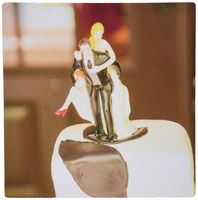3dRose LLC 8 x 8 x 0.25 Inches Mouse Pad, A Topper for A Modern Cake with A Man Holding Football and Bride (mp_185347_1)