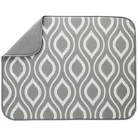 S&T XL Micribfiber Dish Drying Mat, 18" x 24", Gray Double Trellis