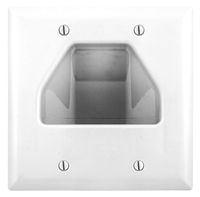 Bryant Electric NSAV2W 2-Gang Box Mount Recessed TV Connection Outlet Plate,  with Cable Pass-Thru, Nylon Wallplate, White
