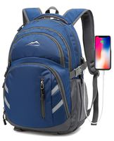 Backpack For School College Student Business Travel Bookbag with USB Charging Port (Blue)