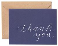 American Greetings Thank You Cards, Navy Blue with Brown Kraft-Style Envelopes (50-Count) - 5672239