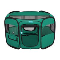 Deluxe Premium Pet Dog Playpen Portable Soft Dog Exercise Pen Kennel with Carry Bag for Dogs, Cats, Kittens, and All Pets (Small, Green)