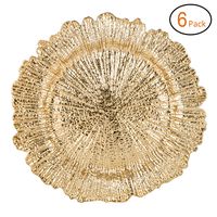 Fantastic:) Round 13 Inch Plastic Charger Plates with Eletroplating Finish (6, Reef Gold)