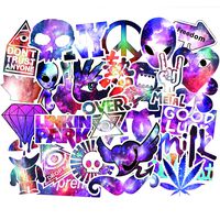 Honch Galaxy Stickers Pack 50 Pcs Suitcase Stickers Vinyl Decals for Laptop Bumper Helmet Ipad Car Luggage Water Bottle