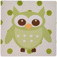 3dRose LLC 8 x 8 x 0.25 Inches Mouse Pad, Cute Minty Green Owl On Green N' White Polka Dots (mp_123281_1)