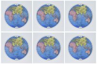 3dRose Blue Pink Yellow Map Of World - Greeting Cards, 6 x 6 inches, set of 6 (gc_37368_1)
