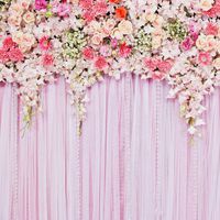 Pink Flower Wall Backdrop Chic Floral Wall Party Wedding Decoration Soft Wrinkle Free Cloth Printed Fabric Photography Background (G1041, 10' Wide by 10' Tall)