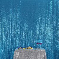 Eternal Beauty Turquoise Sequin Wedding Backdrop Photography Background Party Curtain, 5Ft X 7Ft
