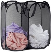 Mesh Popup Laundry Hamper - Portable, Durable Handles, Collapsible for Storage and Easy to Open. Folding Pop-Up Clothes Hampers are Great for The Kids Room, College Dorm or Travel. (Black)